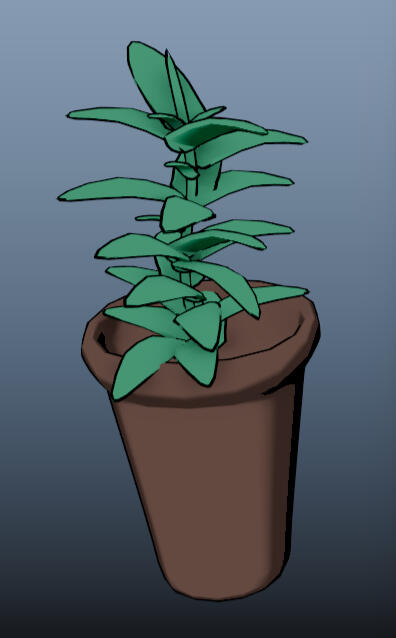 &quot;House Plant with Toon Shaders&quot;, June 2025, Maya, Featured in [STAPLED]